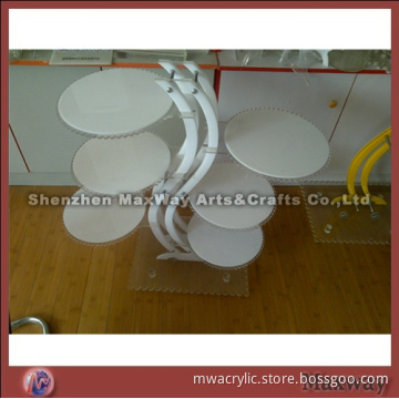 White Round Promotional 2 Sides Acrylic Cake Holder Rack